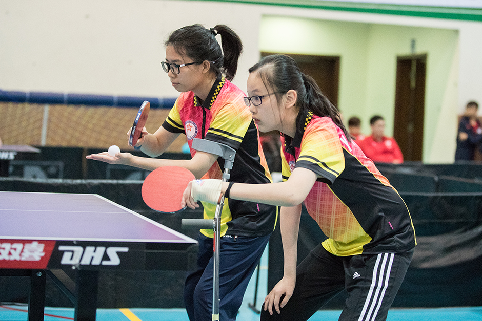 Chiu Kan-shan (left) and Wong Yue-ching (table tennis)