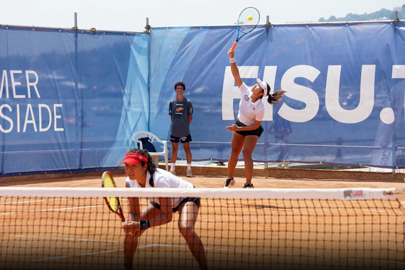 Eudice Chong (front) and Ng Man-ying (tennis)