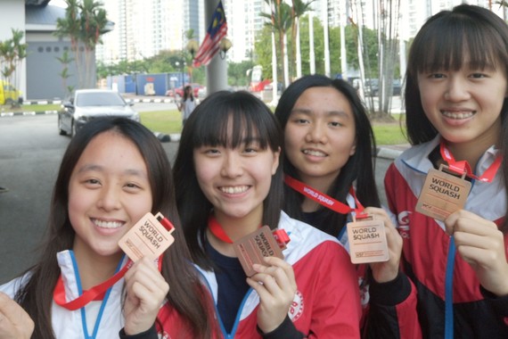 From left: Wong Po-yui, Lee Sum-yuet, Chan Sin-yuk and Fung Ching-hei (squash) 