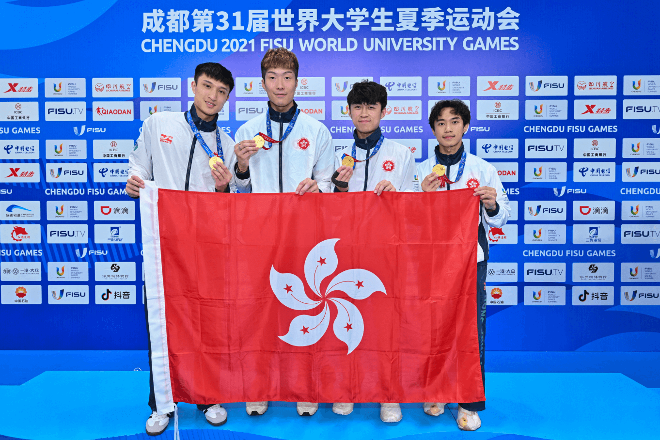 From left: Choi Chun-yin, Cheung Ka-long, Ng Lok-wang and Lee Yat-long (fencing)
