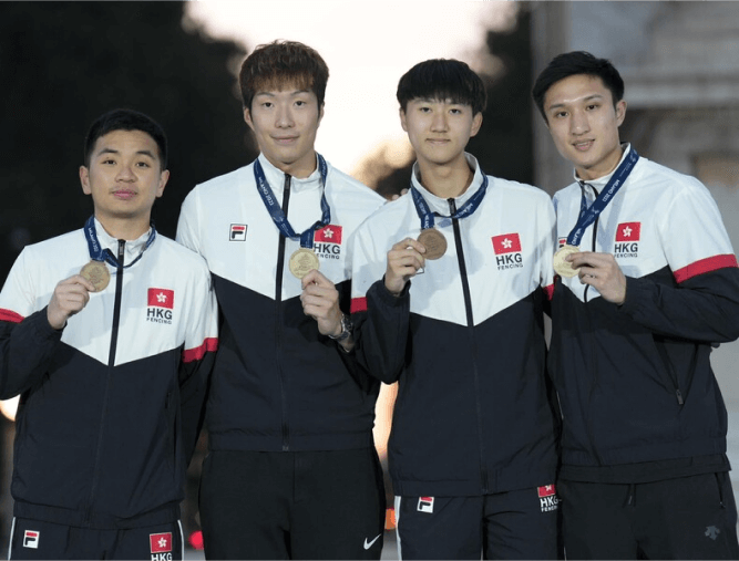 From left: Yeung Chi-ka, Cheung Ka-long, Leung Chin-yu, Choi Chun-yin (fencing) 