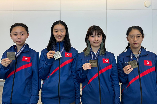 (From left) Zhang Jiayu, Mak Ming-shum, Su Tsz-tung and Yuen Sum-lok (table tennis)