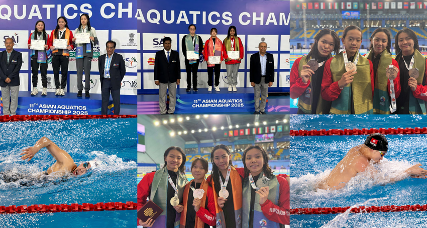 Hong Kong swimming team won 3 gold, 3 silver and 5 bronze medals at the 11th Asian Aquatics Championship held in Ahmedabad, India… 