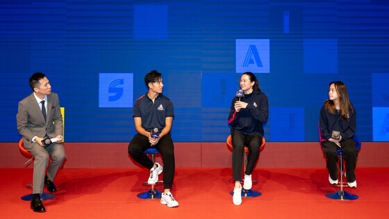 (From 2<sup>nd</sup> left) Wushu athlete <strong>Hui Tak-yan</strong>,