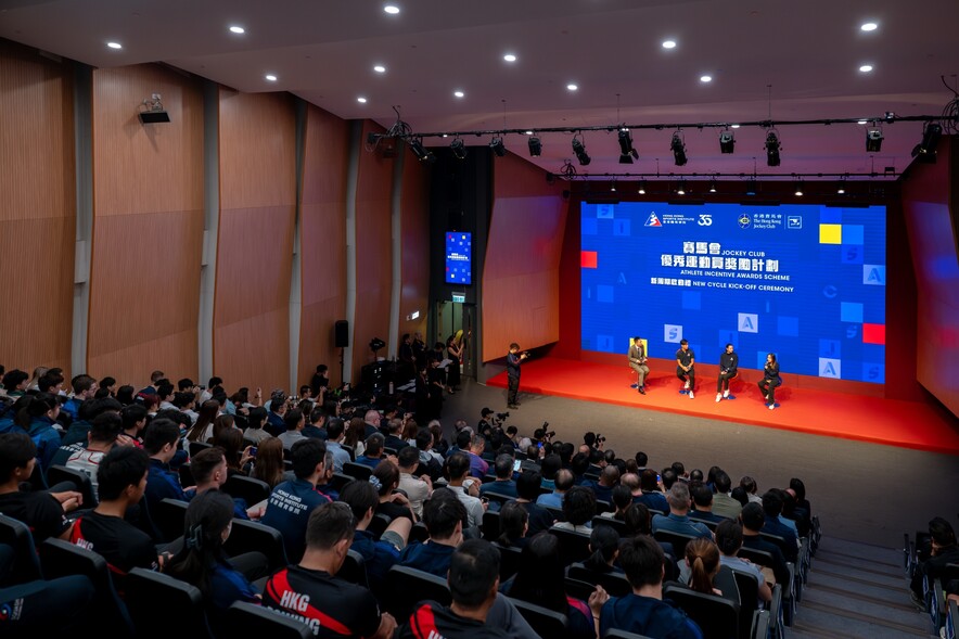 <p>(From 2<sup>nd</sup> left) Wushu athlete <strong>Hui Tak-yan</strong>, swimmer<strong> Siobhan Haughey</strong>, and Para table tennis athlete <strong>Pang Wing-ka</strong> reflected on the challenges and rewards of their sporting journeys at the launch event, while expressing appreciation for the opportunities and support that have contributed to their success.</p>
