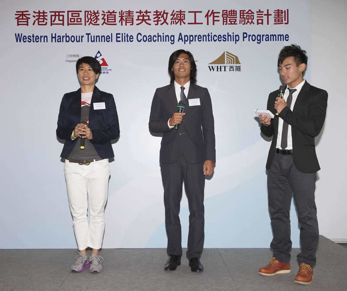 <p>Karatedo athlete Chan Ka-man (left) and windsurfing coach Chan King-yin (middle) shared with the media how the Elite Coaching Apprenticeship Programme has brought them one step closer to their coaching dreams.</p>
