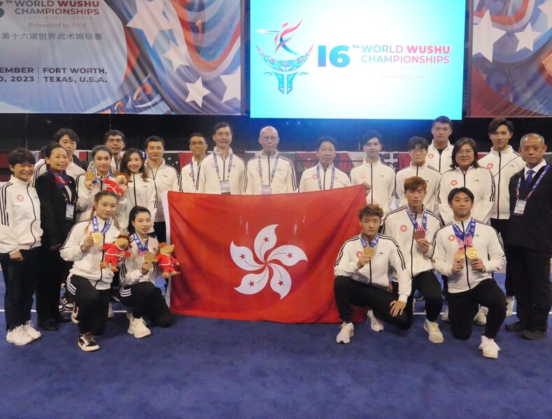Hong Kong wushu team (photo:&nbsp;Hong Kong, China Wushu Union)